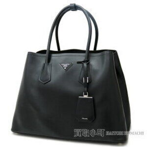 PRADA Double Bag Black City Calf Leather Triangle Logo